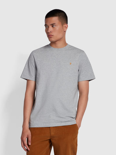 Danny Regular Fit Organic Cotton T-Shirt In Farah Grey Marl