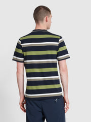 Caspar Regular Fit Stripe Print T-Shirt In True Navy