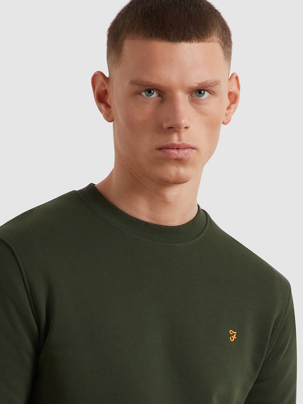 Hanbury Crew Neck Sweatshirt (Archive Olive Green) Detail
