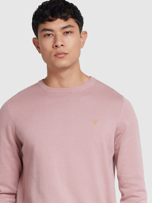 Mullen Cotton Crew Neck Jumper In Dark Pink