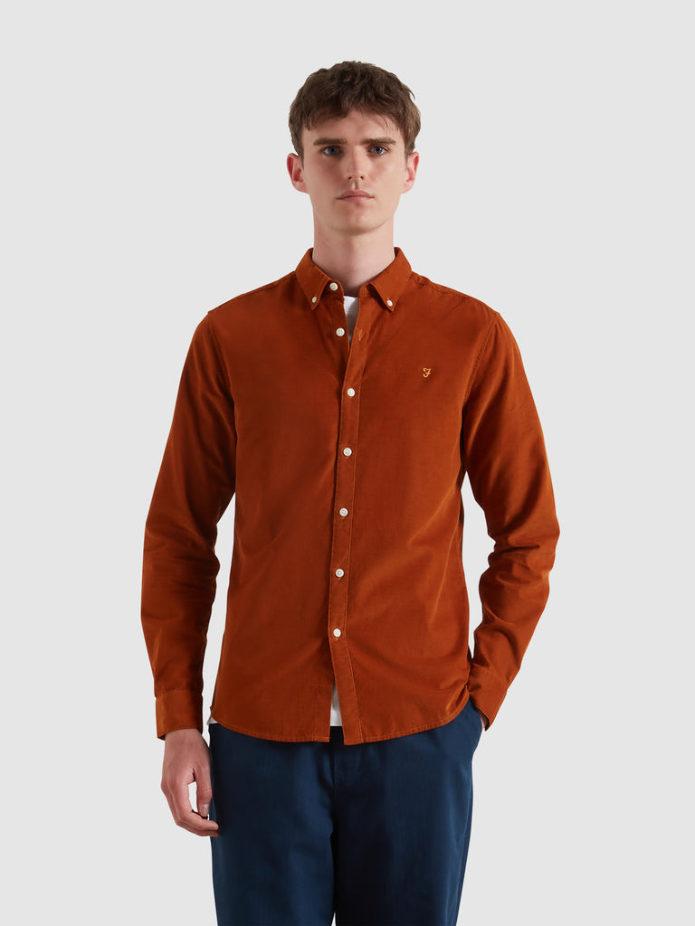 Fontella Slim Fit Corduroy Shirt Burnt