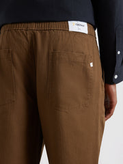 Greenport Loose Fit Herringbone Trousers (Clove Brown) Detail