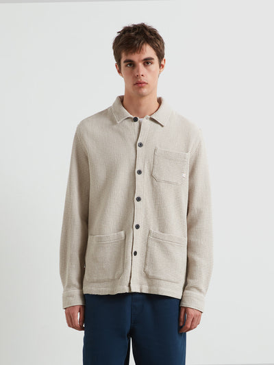 Castlefield Waffle Overshirt (White Smoke) Front