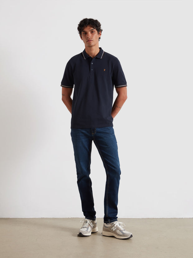 Elton Tipped Polo Shirt (True Navy) Styled