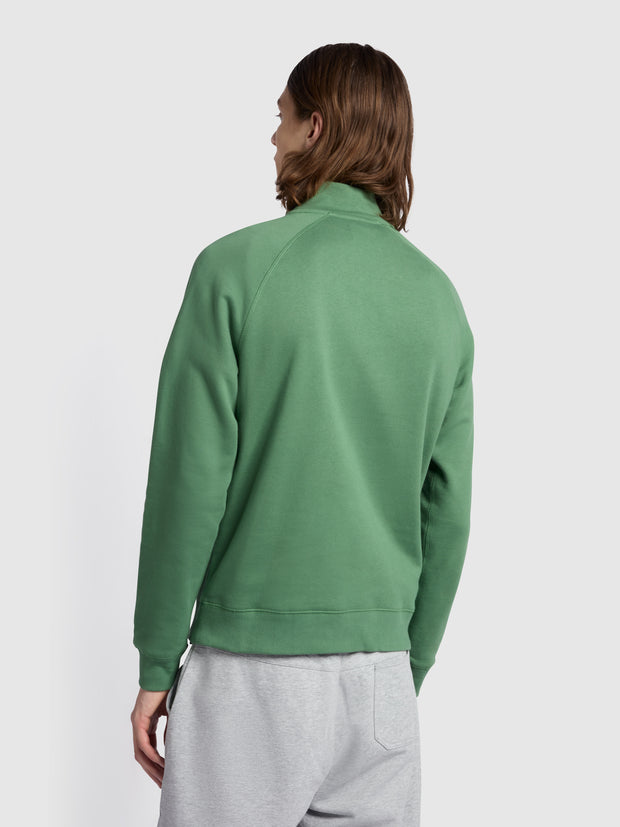 Jim Slim Fit Organic Cotton Quarter Zip Sweatshirt In Wreath Green