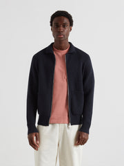 Geller Zipped Cardigan (True Navy) Front