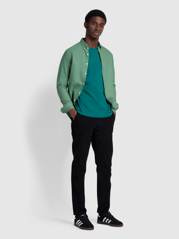 Brewer Slim Fit Organic Cotton Oxford Shirt In Wreath Green