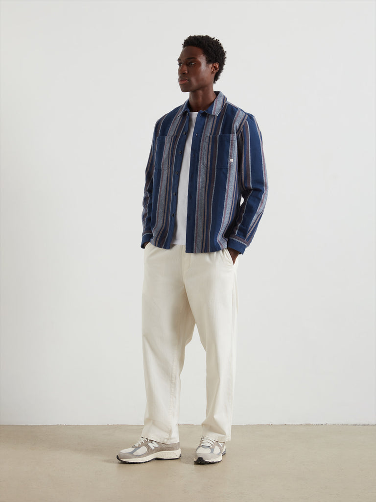 Greenport Loose Fit Herringbone Trousers Ecru