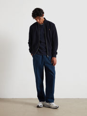 Seaton Zip Through Sweatshirt (True Navy) Styled