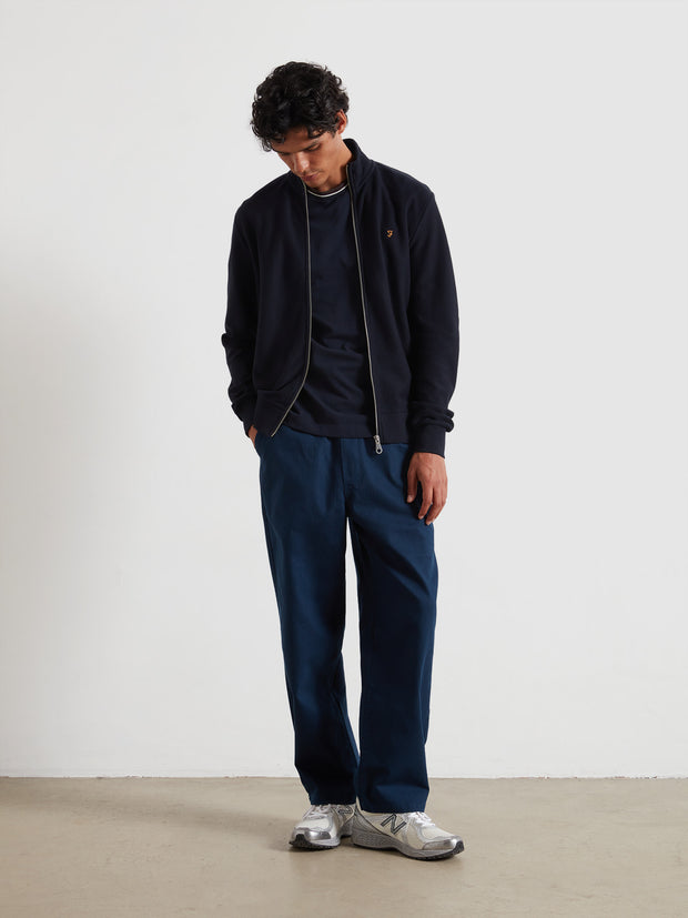 Seaton Zip Through Sweatshirt (True Navy) Styled