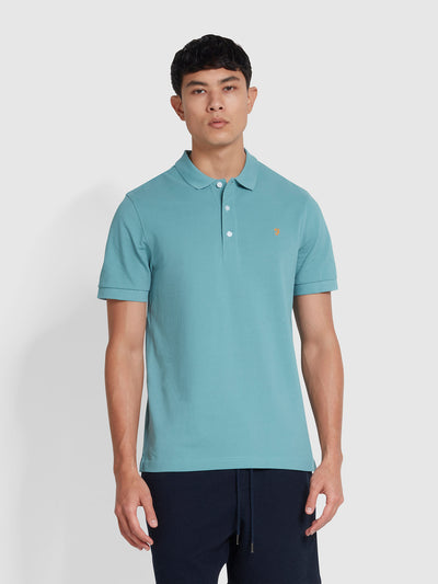 Blanes Organic Cotton Short Sleeve Polo Shirt In Brook Blue