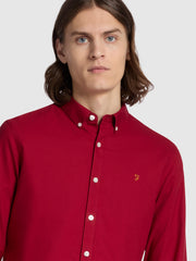 Brewer Slim Fit Organic Cotton Oxford Shirt In Warm Red