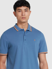 Alvin Organic Cotton Tipped Collar Short Sleeve Polo Shirt In Sheaf Blue