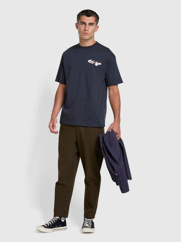 Guy Graphic Relaxed Fit Organic Cotton T-Shirt In True Navy