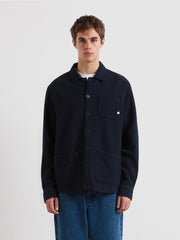 Castlefield Waffle Overshirt (True Navy) Front