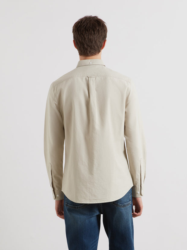 Brewer Slim Fit Organic Cotton Oxford Shirt (White Smoke) Back