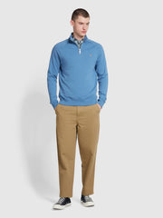 Jim Organic Cotton Quarter Zip Sweatshirt In Sheaf Blue