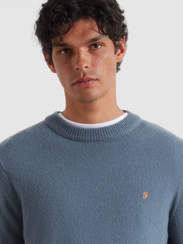 Maidstone Lambswool Sweater (Chalk Blue) Detail