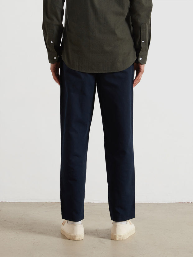 Hawtin Relaxed Tapered Fit Full Length Trousers (True Navy) Back