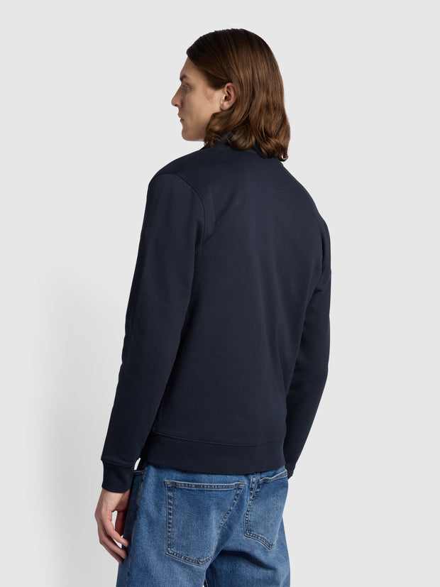 Sorrento Regular Fit Loopback Full Zip Sweatshirt In True Navy