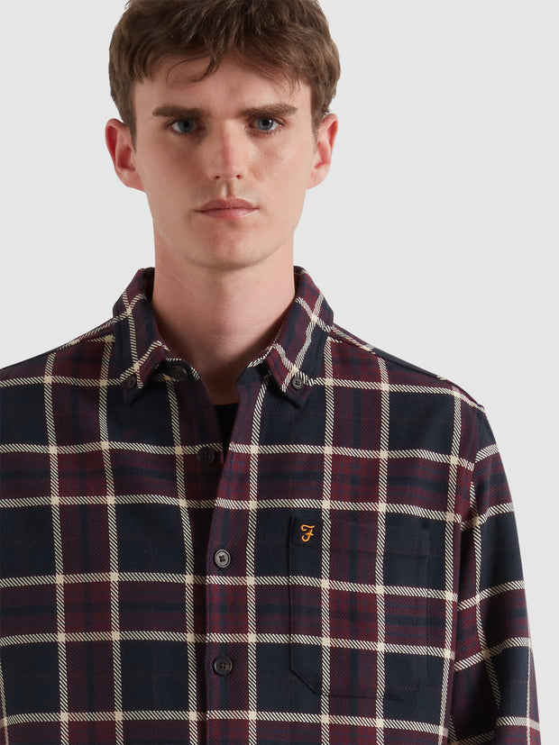 Christian Check Overshirt (Bordeaux) Detail