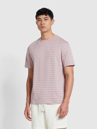 Oakland Regular Fit Bretton Stripe T-Shirt In Dark Pink