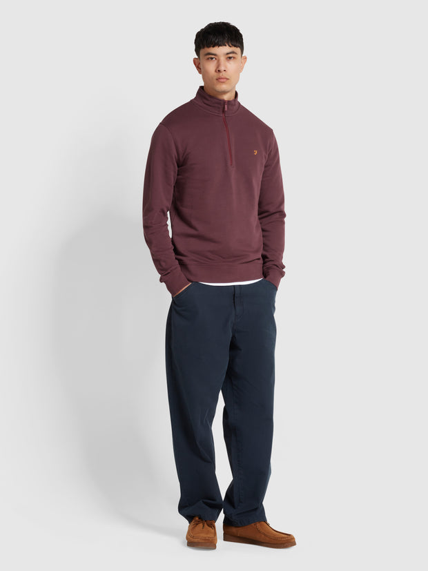 Kelly Quarter Zip Sweatshirt (Farah Red) Styled