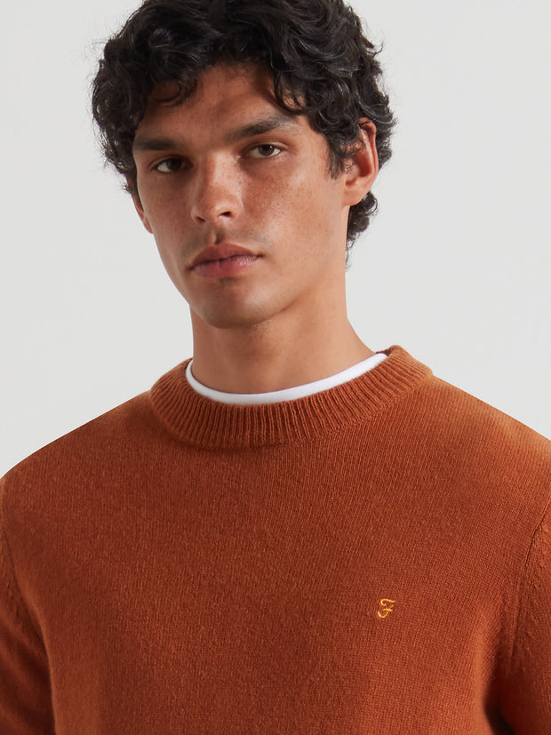 Maidstone Lambswool Sweater (Burnt Ochre) Detail