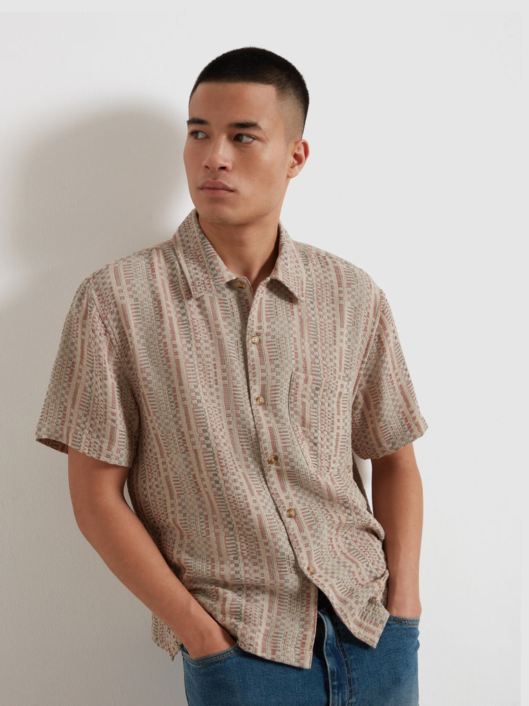 Clarence Box Fit Jacquard Short Sleeve Shirt Dusty