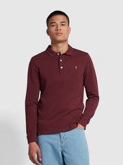 Blanes Organic Cotton Long Sleeve Polo Shirt In Farah Red