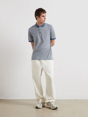 Sefton Jacquard Polo Shirt (River Bed) Styled