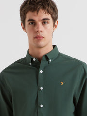 Brewer Slim Fit Organic Cotton Oxford Shirt (Poplar Green) Detail