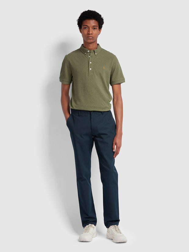 Elm Regular Fit Cotton Hopsack Trousers In True Navy
