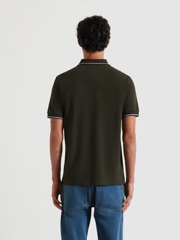 Elton Tipped Polo Shirt (Evergreen) Back