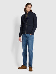 Sorrento Regular Fit Loopback Full Zip Sweatshirt In True Navy