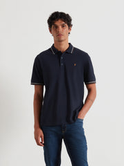 Elton Tipped Polo Shirt (True Navy) Front