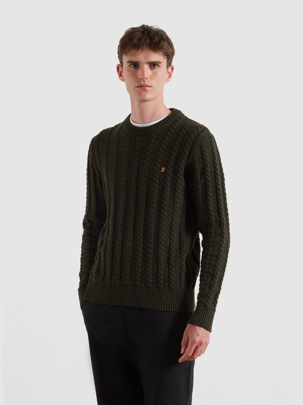 Knight Cable Knit Sweater (Evergreen) Front
