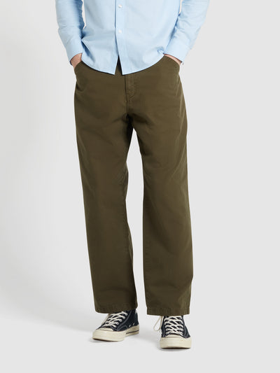 Greenport Utility Canvas Trousers In Olive Green