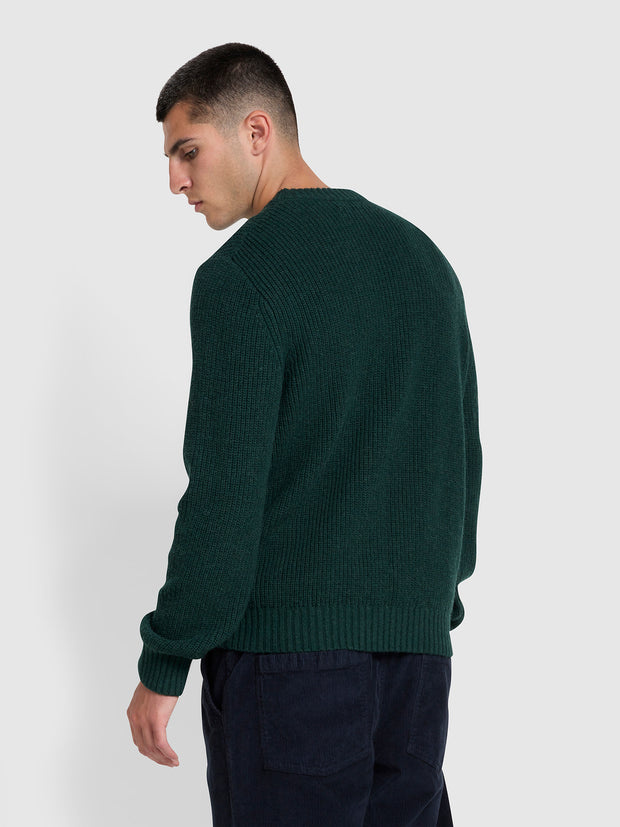 Hayes Tipped Crew Neck Jumper In Botanic Green