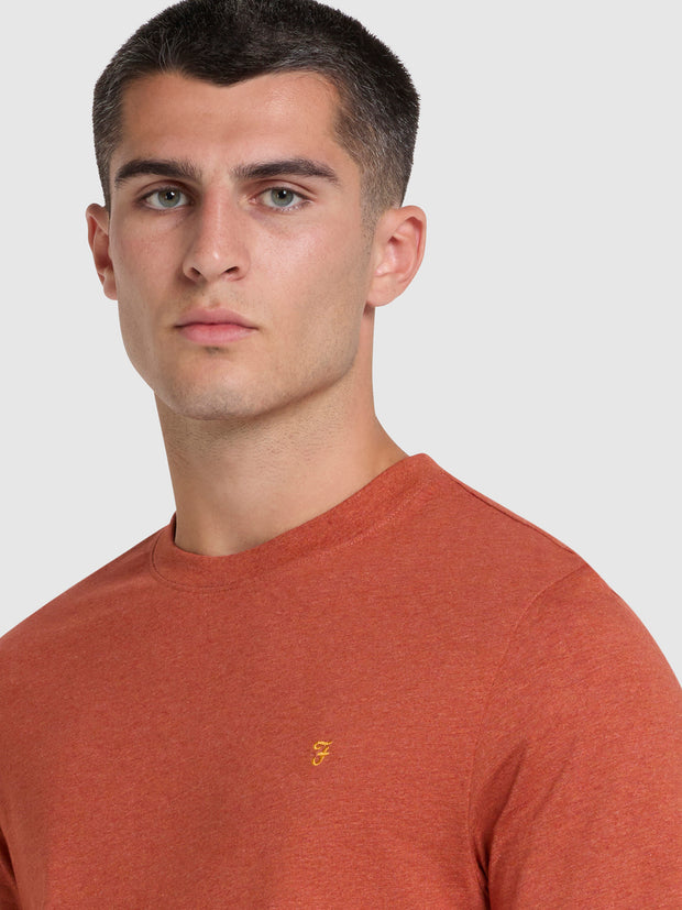 Danny Regular Fit Organic Cotton T-Shirt In Teak Marl