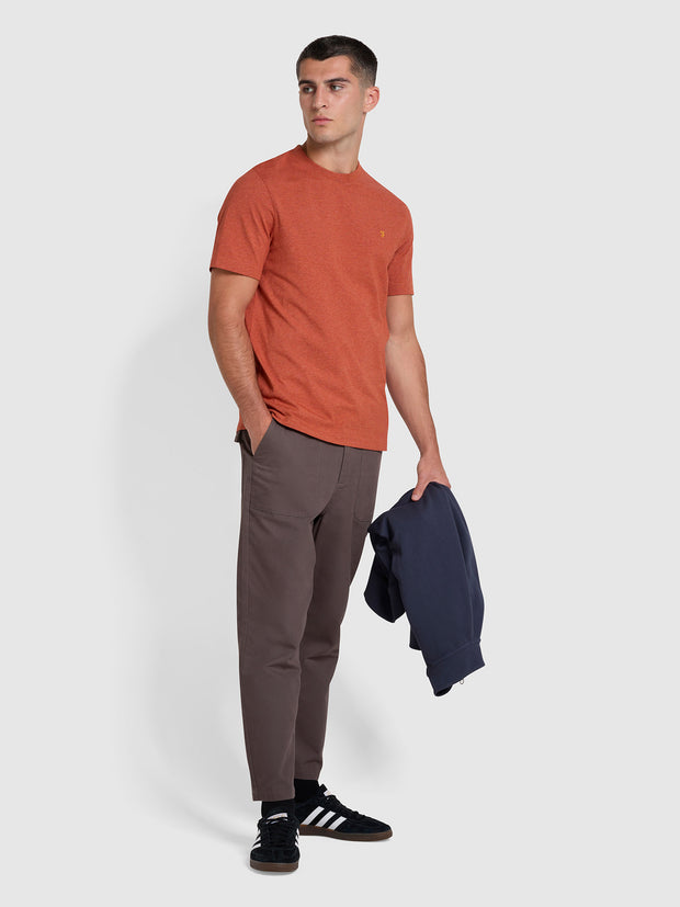 Danny Regular Fit Organic Cotton T-Shirt In Teak Marl