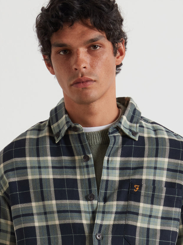 Christian Check Overshirt (Tarragon Green) Detail