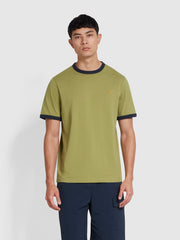 Groves Regular Fit Ringer T-Shirt In Moss Green