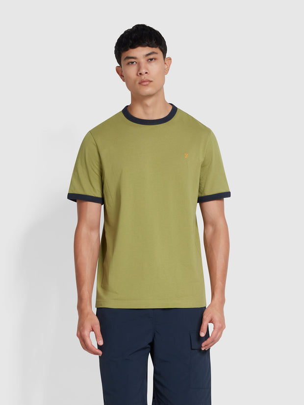 Groves Regular Fit Ringer T-Shirt In Moss Green