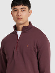 Kelly Quarter Zip Sweatshirt (Farah Red) Detail