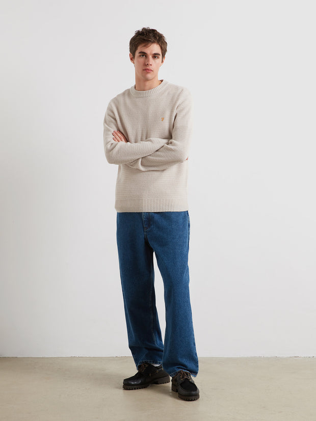 Allerton Lambswool Sweater (White Smoke) Styled