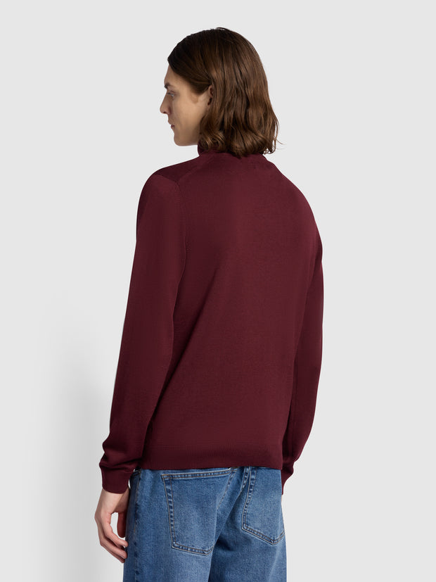 Gosforth Merino Wool Roll Neck Sweater In Farah Red