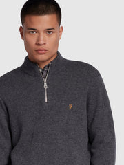 Birchall Slim Fit Quarter Zip Sweater In Farah Grey Marl