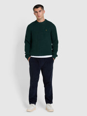 Hayes Tipped Crew Neck Jumper In Botanic Green