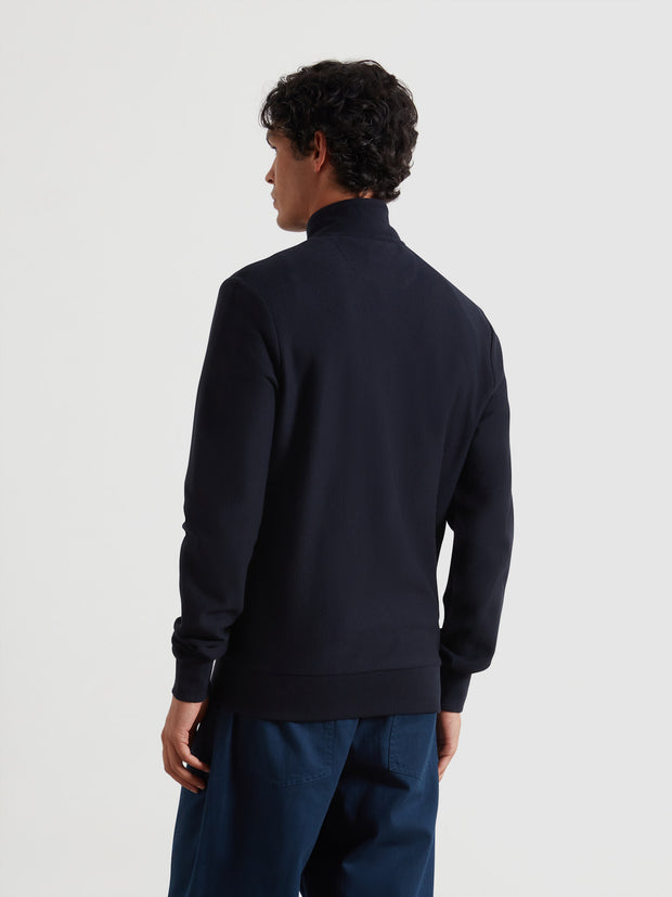 Seaton Zip Through Sweatshirt (True Navy) Back